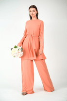 Peach Blush Solid Modest Matching set Kabayare
