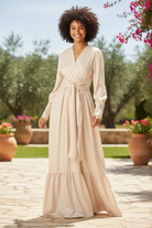 Pearl Dancing With You pretty satin Long sleeve Maxi dress Kabayare