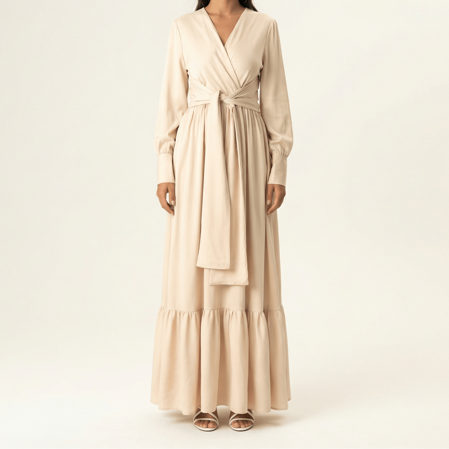 Pearl Dancing With You pretty satin Long sleeve Maxi dress Kabayare