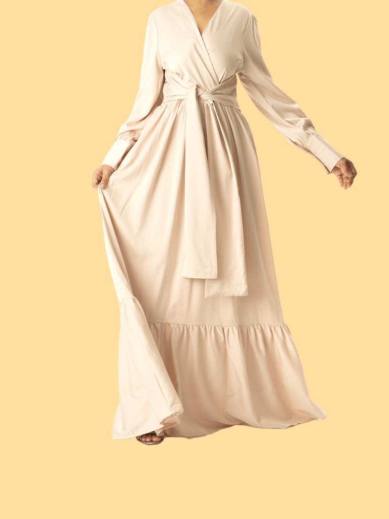 Pearl Dancing With You pretty satin Long sleeve Maxi dress Kabayare