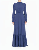 Periwinkle Lucca Smocked High Neck Modest Maxi Dress Kabayare