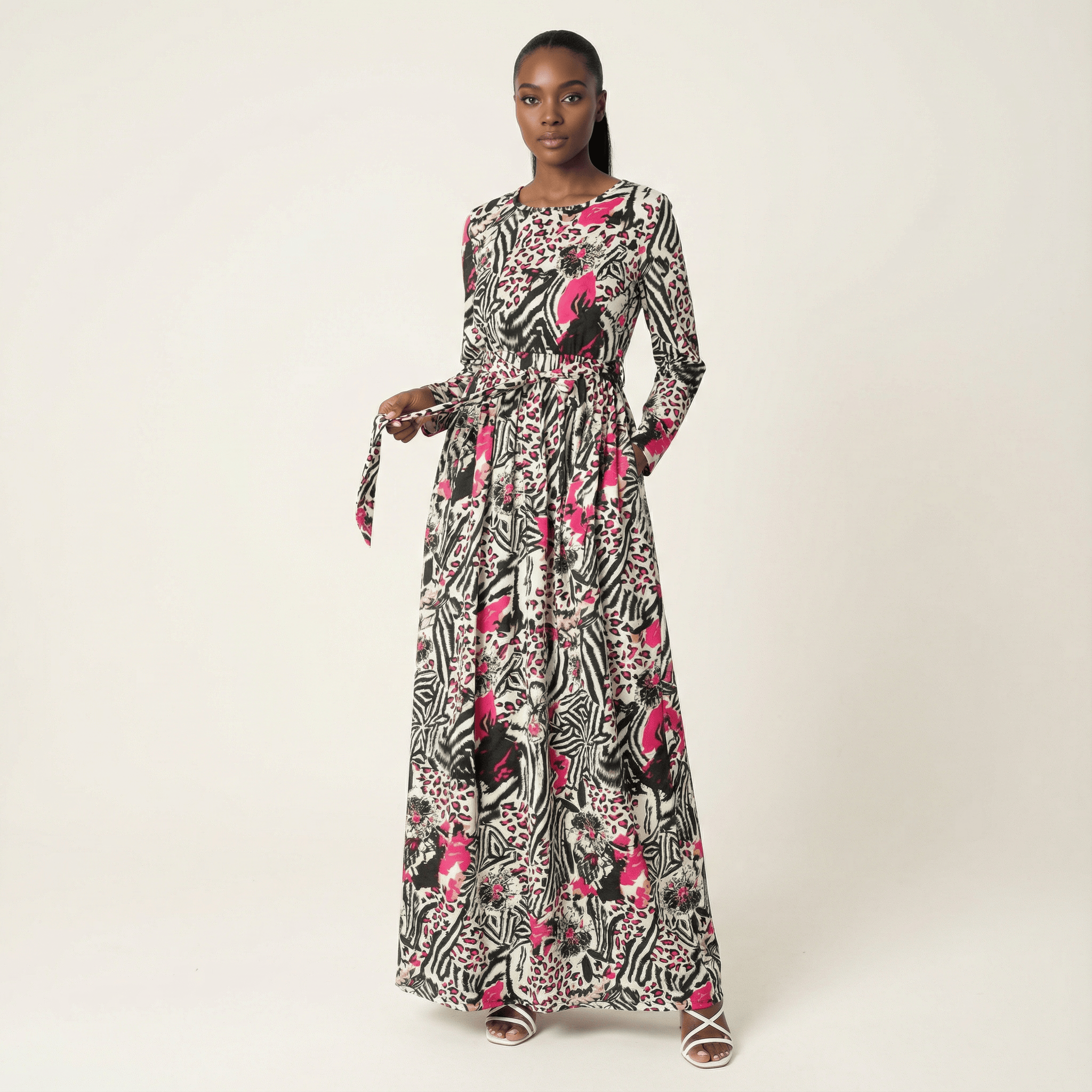 Pink animal print maxi dress Kabayare