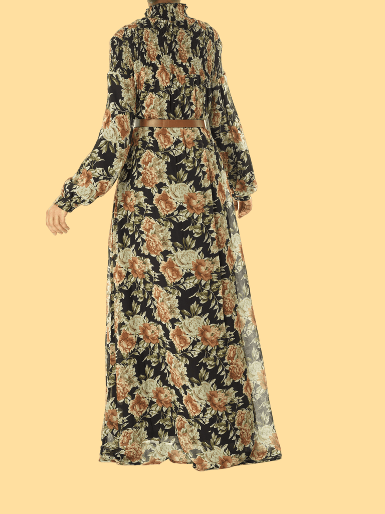 pretty Floral umbrella chiffon maxi dress Kabayare