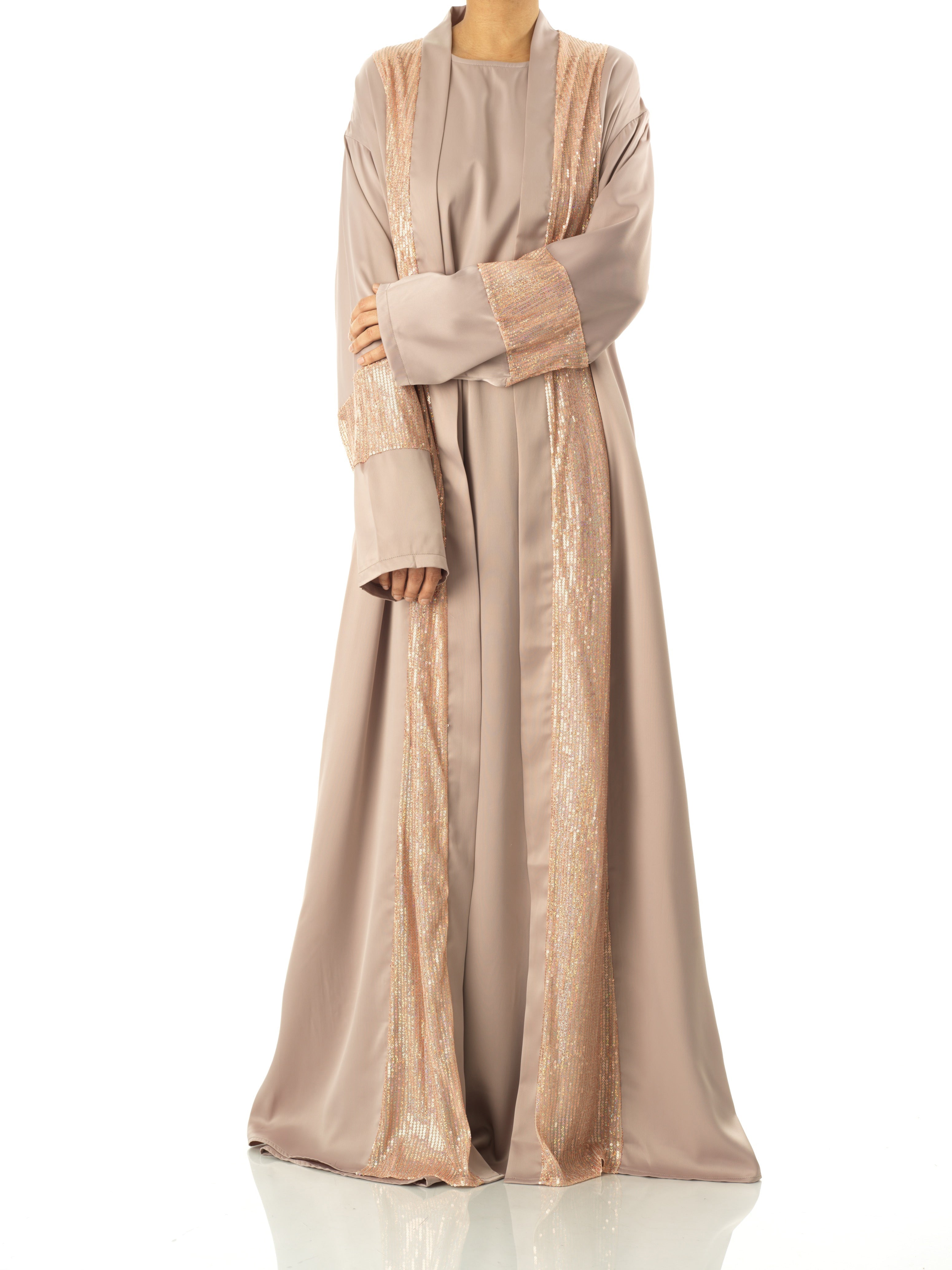 Abaya set Pretty Malika sequin satin • S / Gray • Kabayare