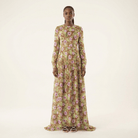 Rana peony print chiffon shimmer modest dress Kabayare