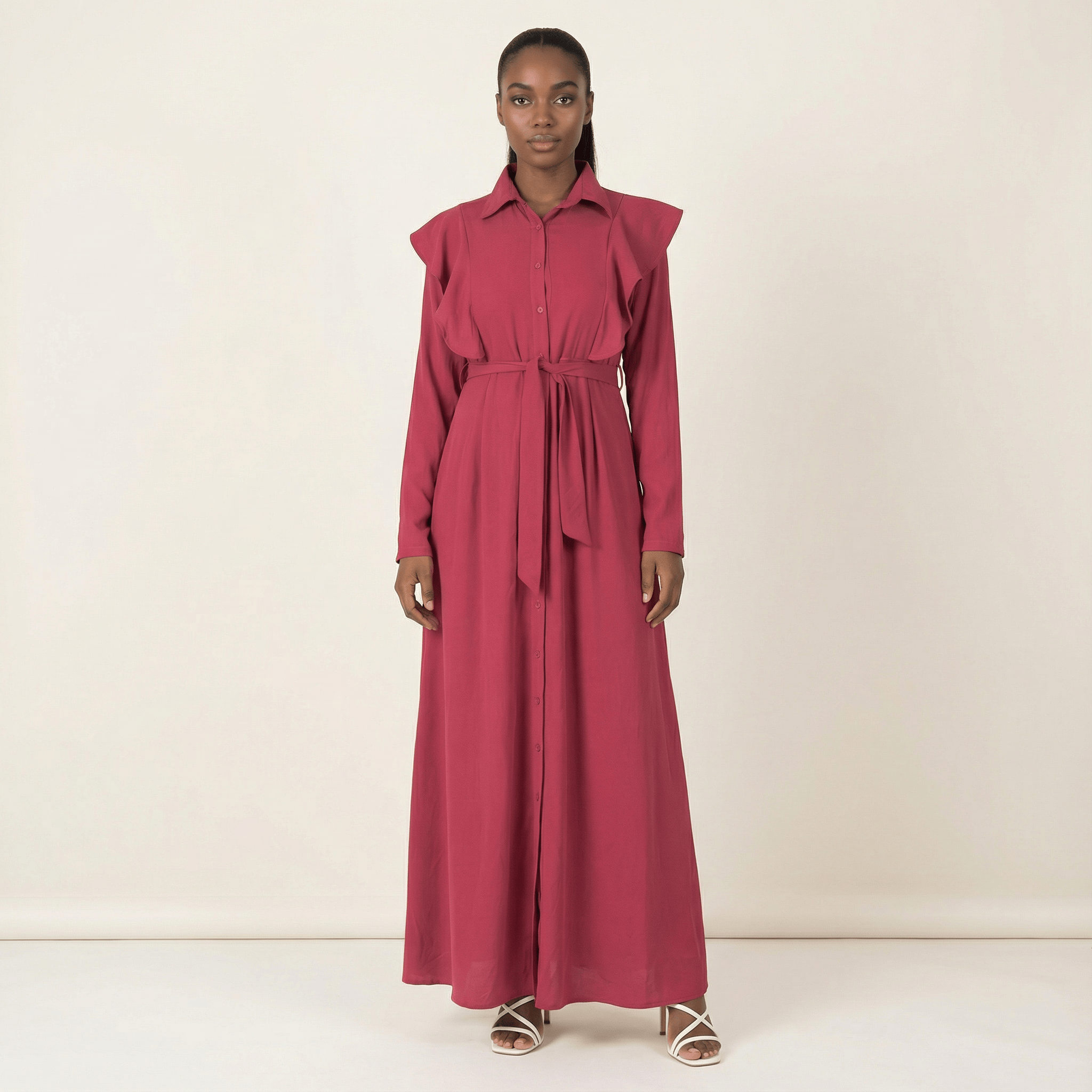 raspberry ruffles maxi dress Kabayare