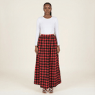 Red Plaid Maxi Skirt Kabayare