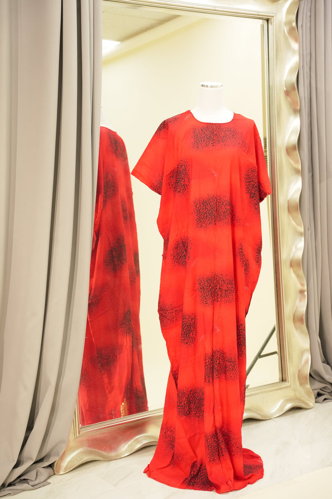 Red Rahmah print bati dress Kabayare