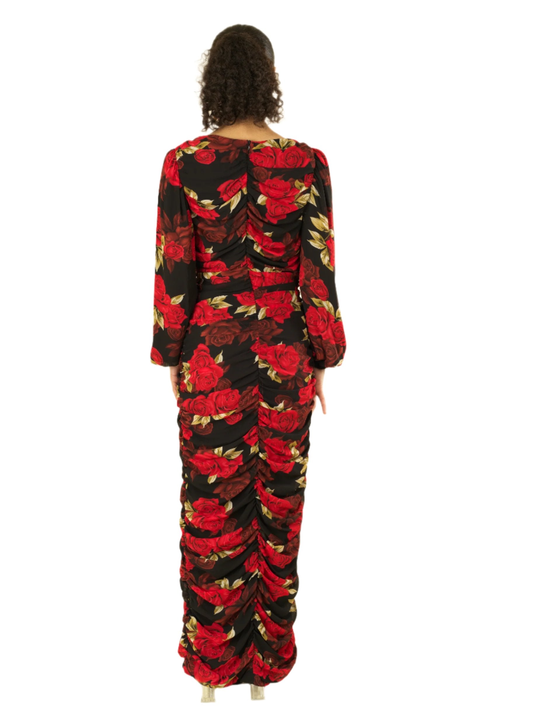 Roses are Red  bodycon chiffon maxi dress Kabayare