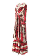 Ruby Red satin long sleeve maxi dress Kabayare