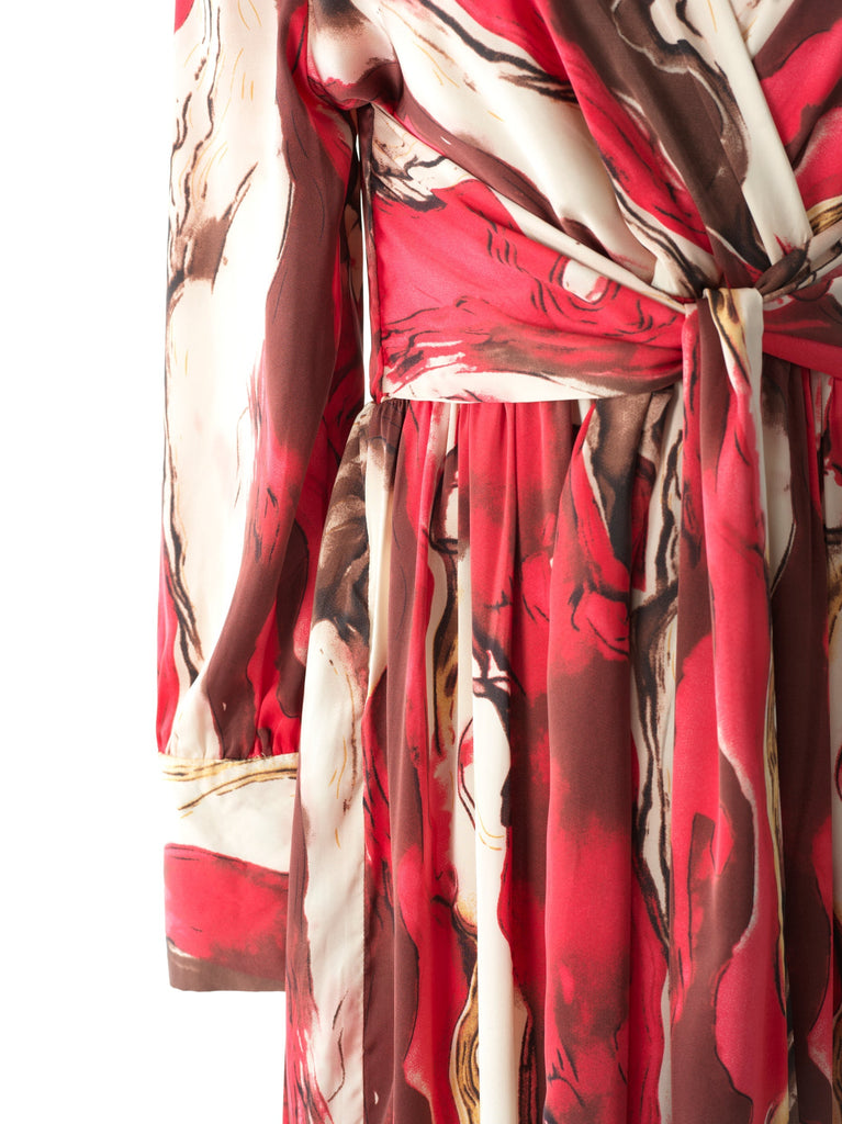 Ruby Red satin long sleeve maxi dress Kabayare
