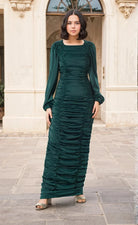 Ruched body-con satin maxi dress Kabayare