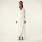Ruffles ribbed wrapped modest maxi dress Kabayare