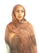 Rustic brown modal print hijab Kabayare