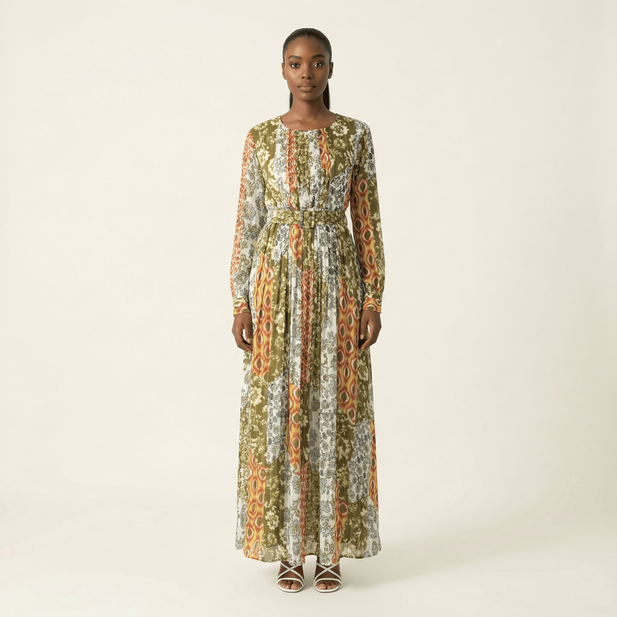 Safiyah print silk chiffon shimmer maxi dress | Dress