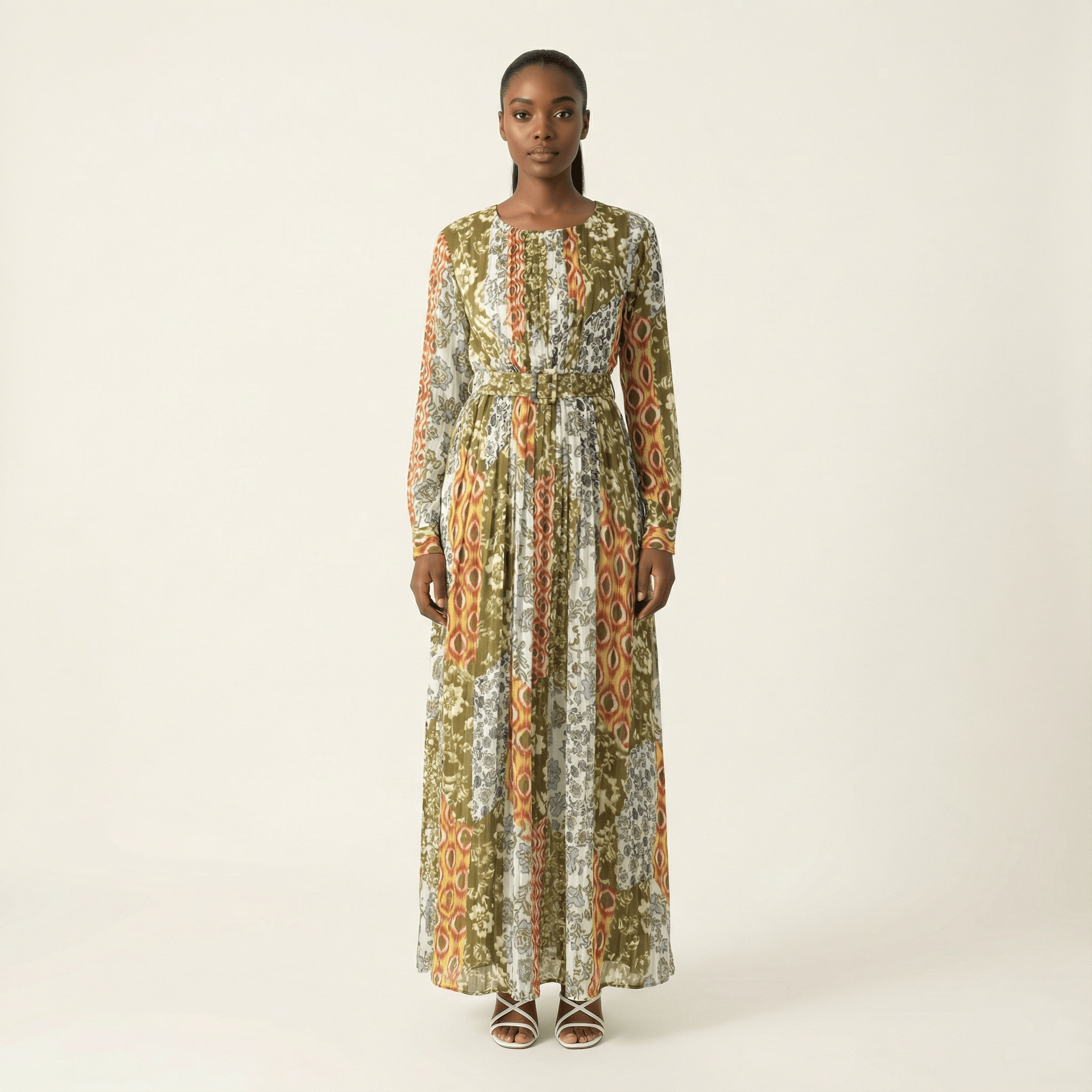 Safiyah print silk chiffon shimmer maxi dress | Dress