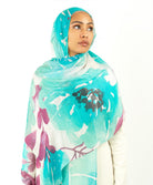 Samira blue modal print hijab Kabayare