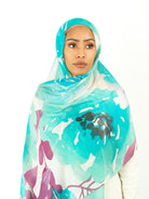 Samira blue modal print hijab Kabayare