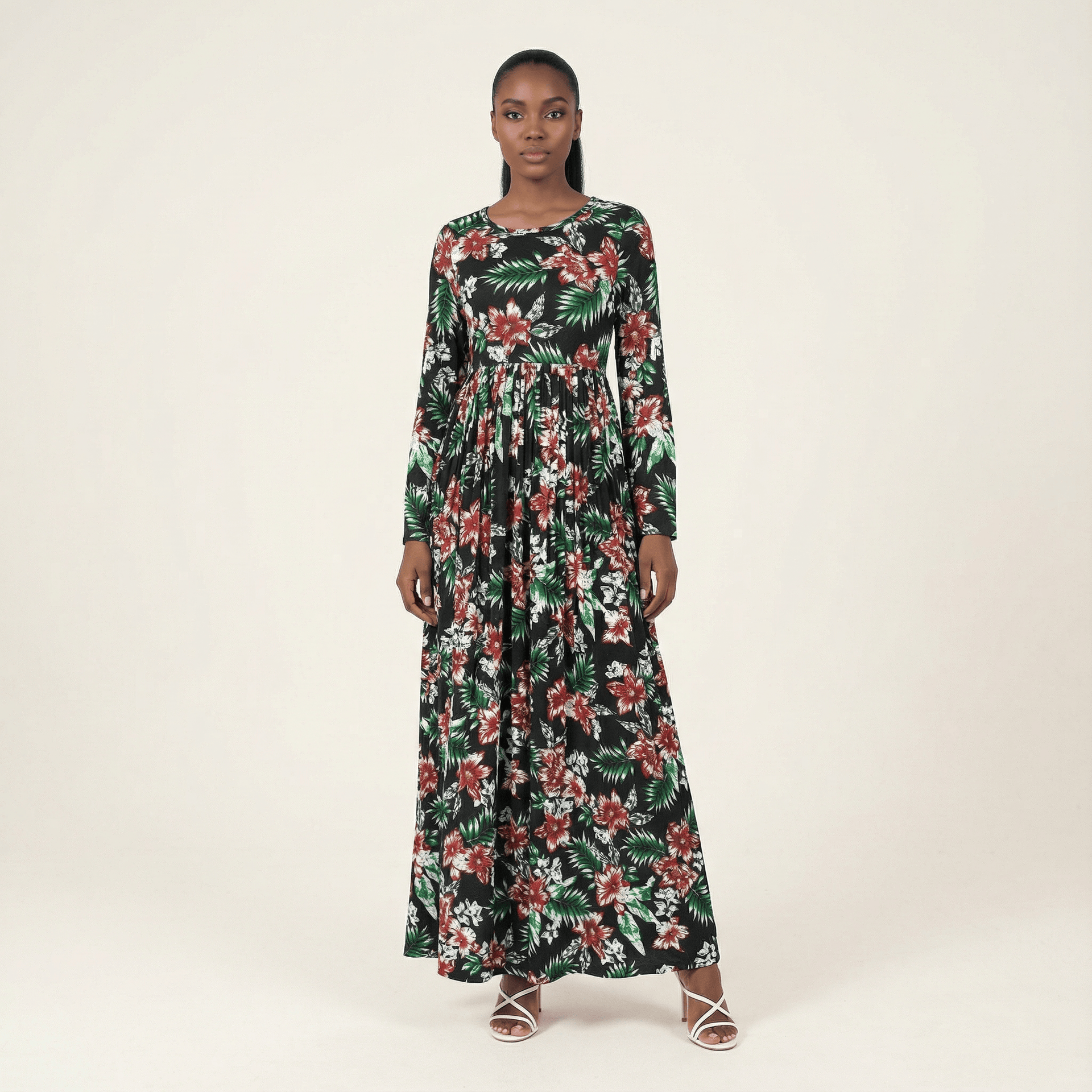 open lace back dress Seasonal Palms Pleated Maxi Dress | Dress