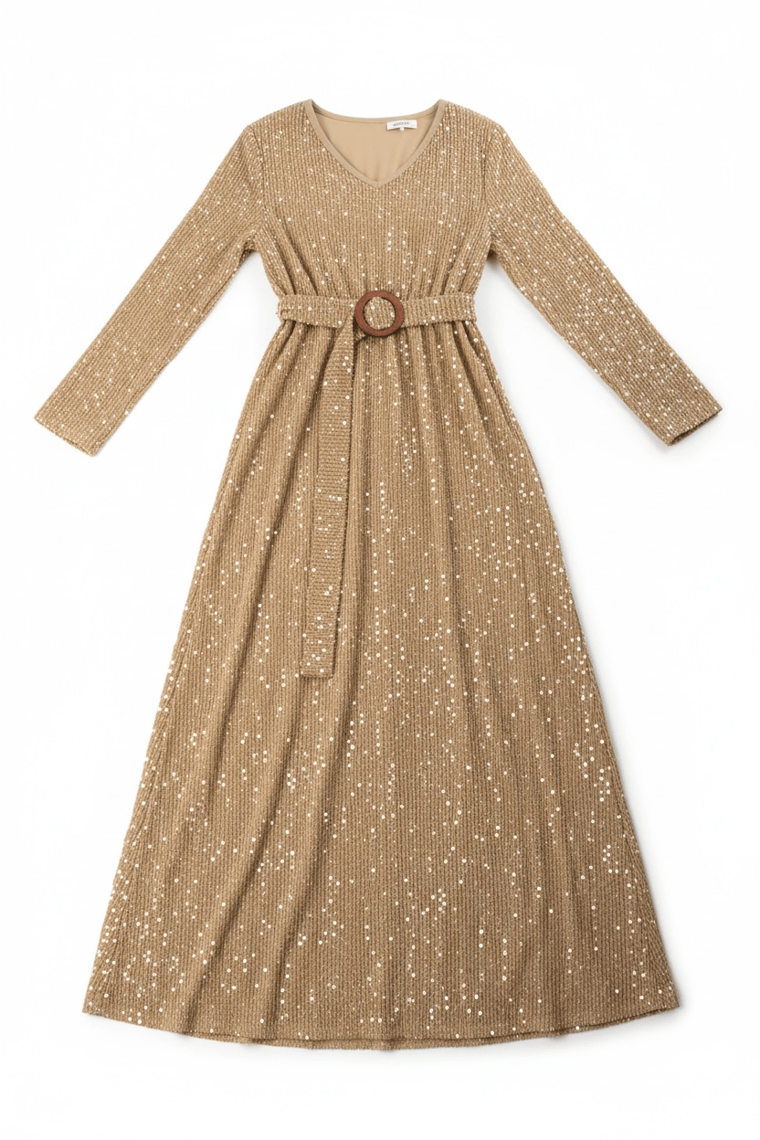 Sequin knit modest maxi dress Kabayare