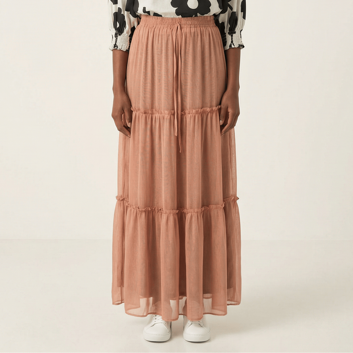 Shimmer chiffon tiered maxi skirt Kabayare