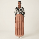 Shimmer chiffon tiered maxi skirt Kabayare