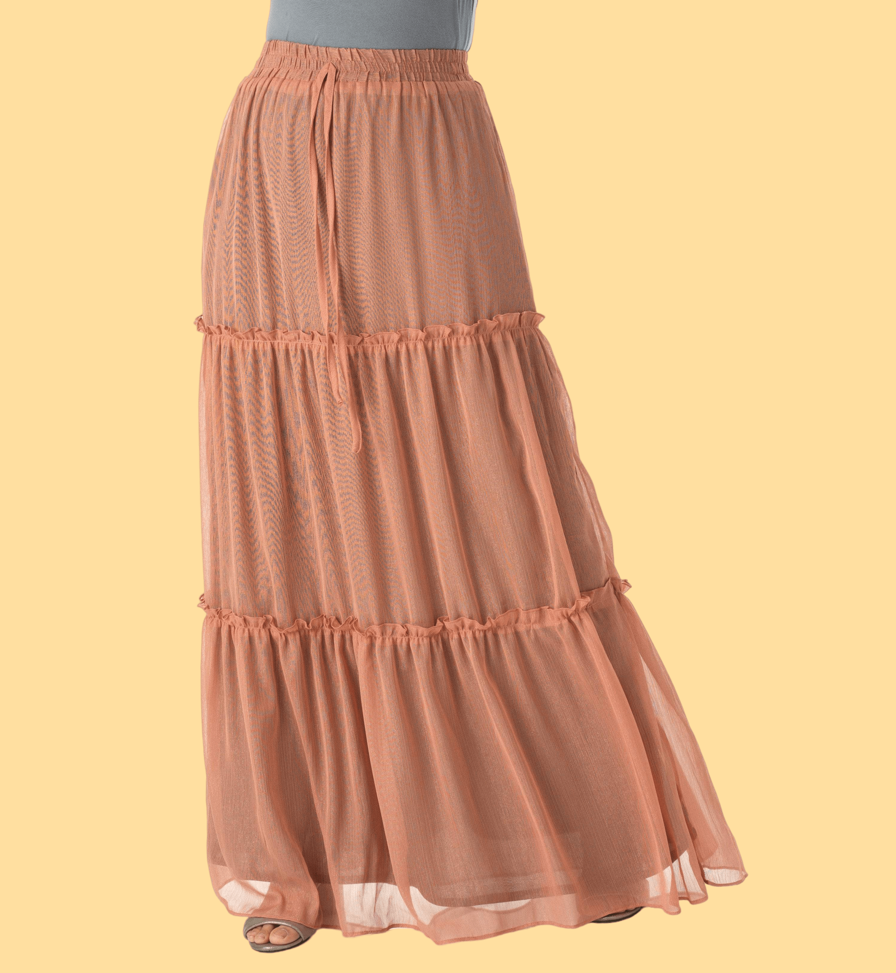 Shimmer chiffon tiered maxi skirt Kabayare