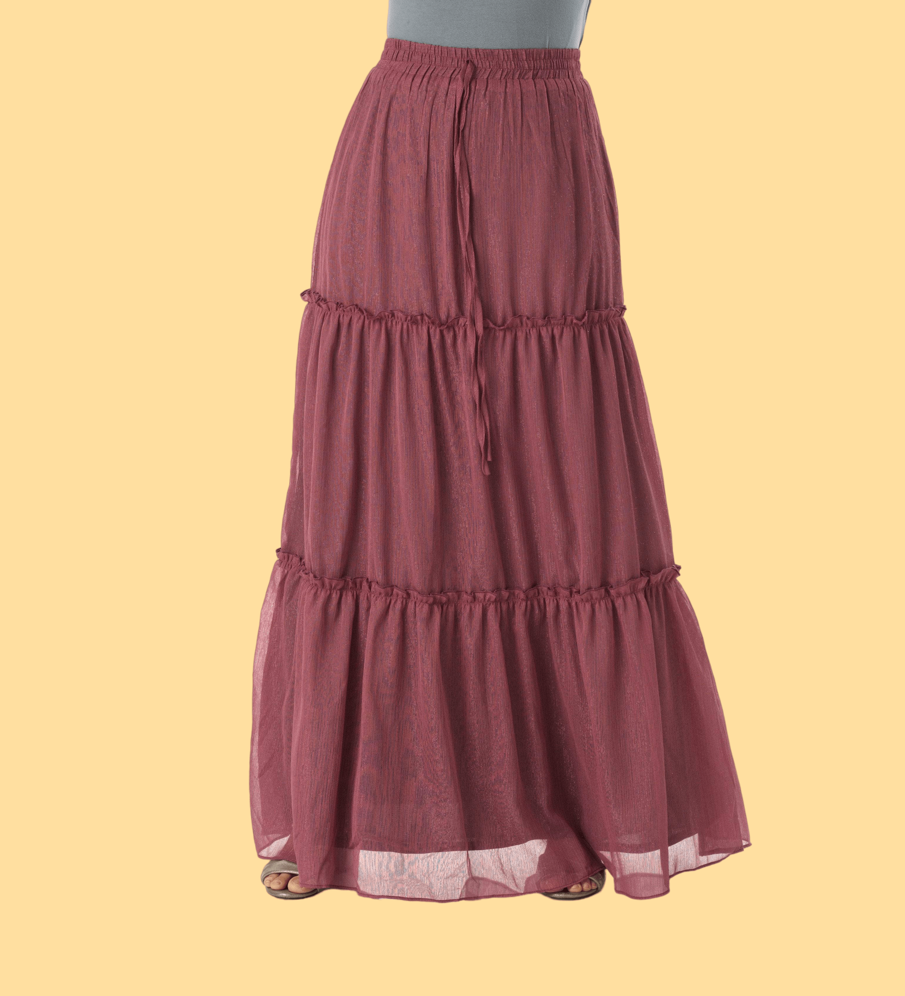 Shimmer chiffon tiered maxi skirt Kabayare