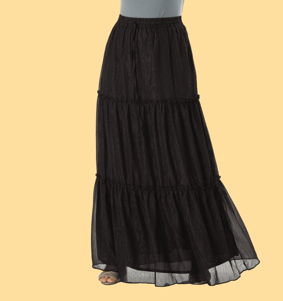 Shimmer chiffon tiered maxi skirt Kabayare