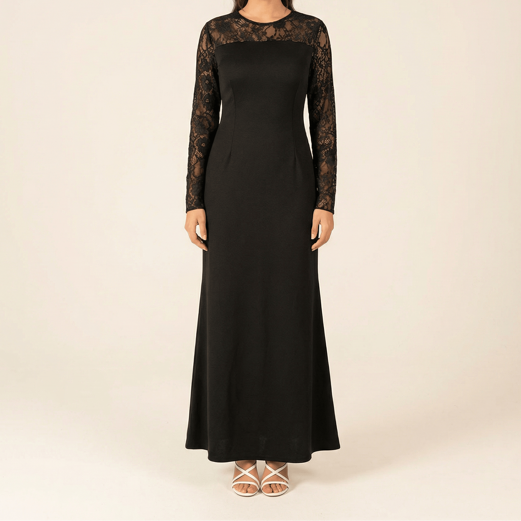 Shoulder detail Lace maxi dress Kabayare