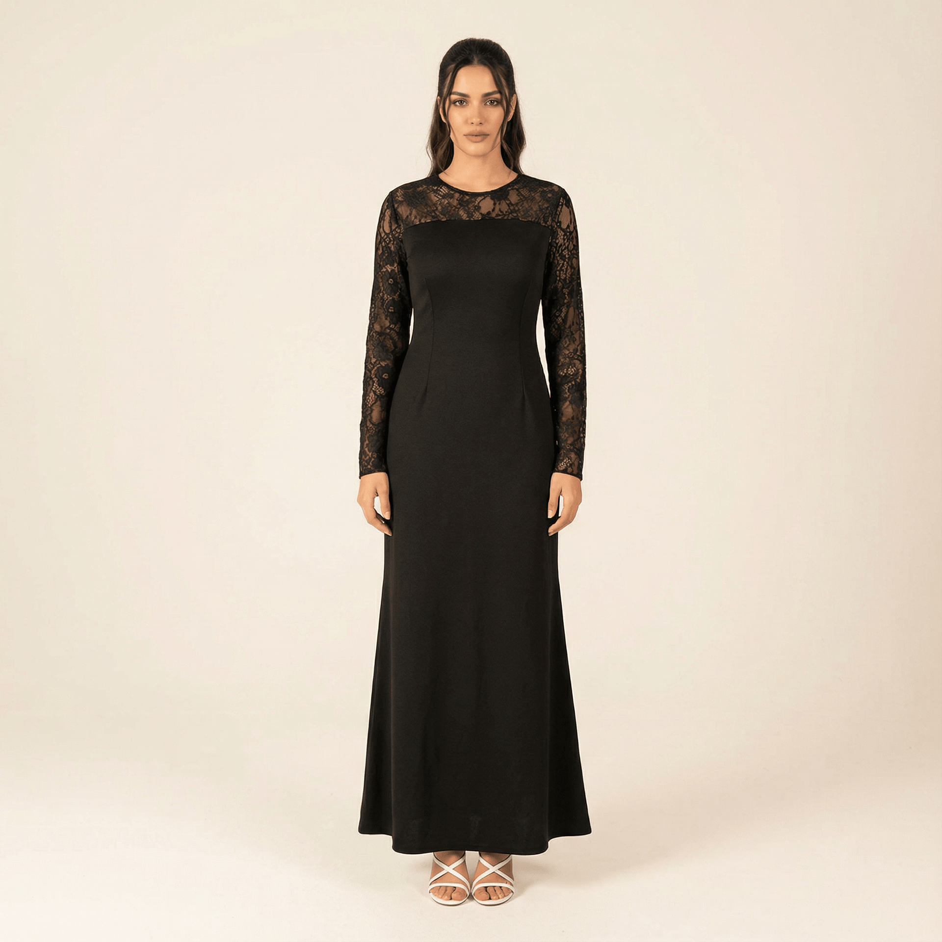 wedding dress with detachable lace sleeves Sleek Lace Sheath Wedding Dress main image 0