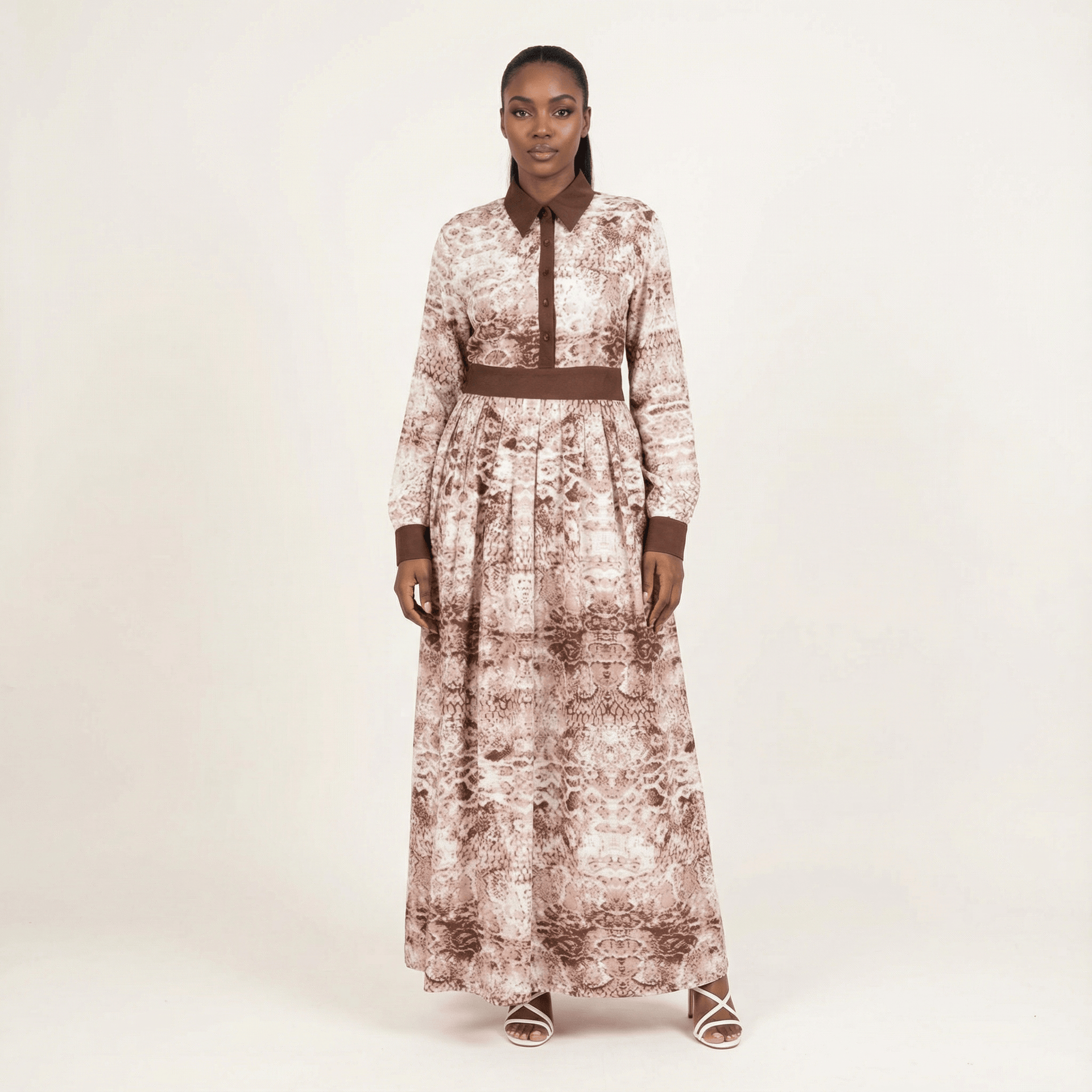 Snake Skin Long Sleeve Maxi Dress | Dress
