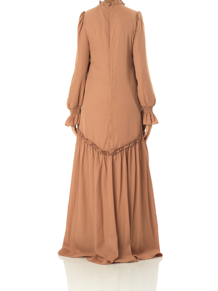 Soft Mocha Barcelona long sleeve maxi dress Kabayare