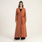 Solid classic Chiffon Maxi Trench Coat Kabayare