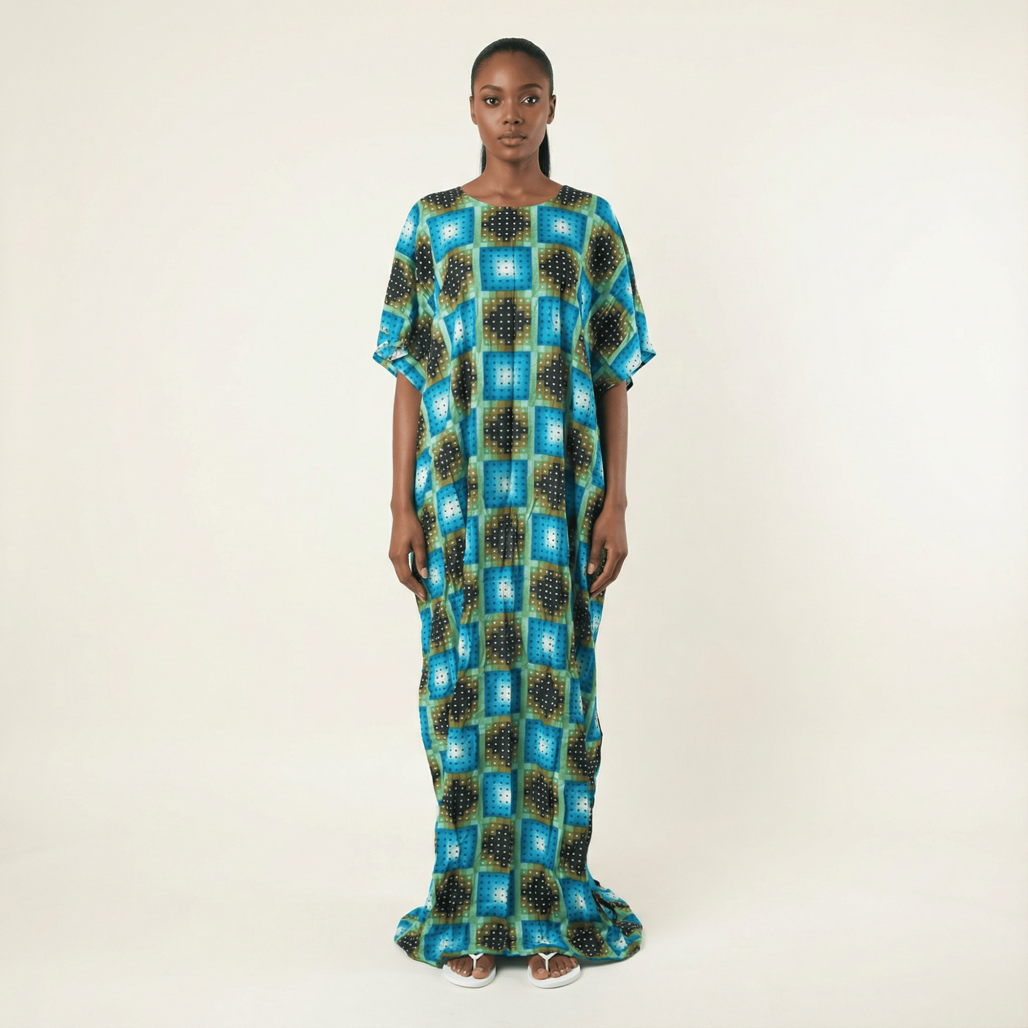 square  print bati dress Kabayare