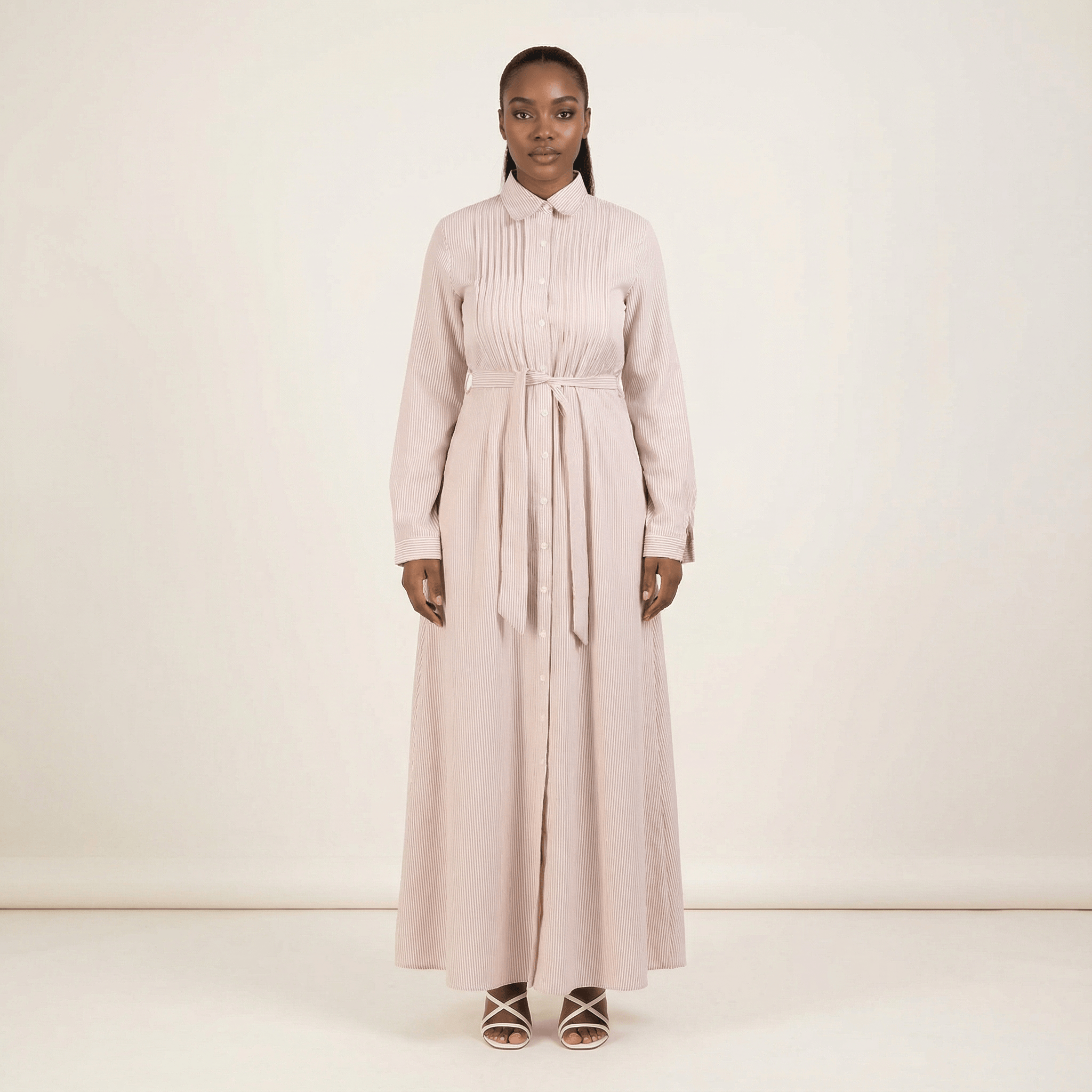 striped button down maxi dress Kabayare