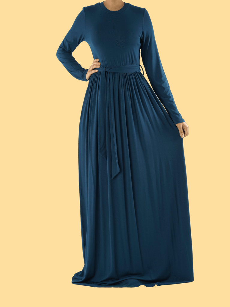 Teal Cotton Candy Jersey Maxi  Dress Kabayare