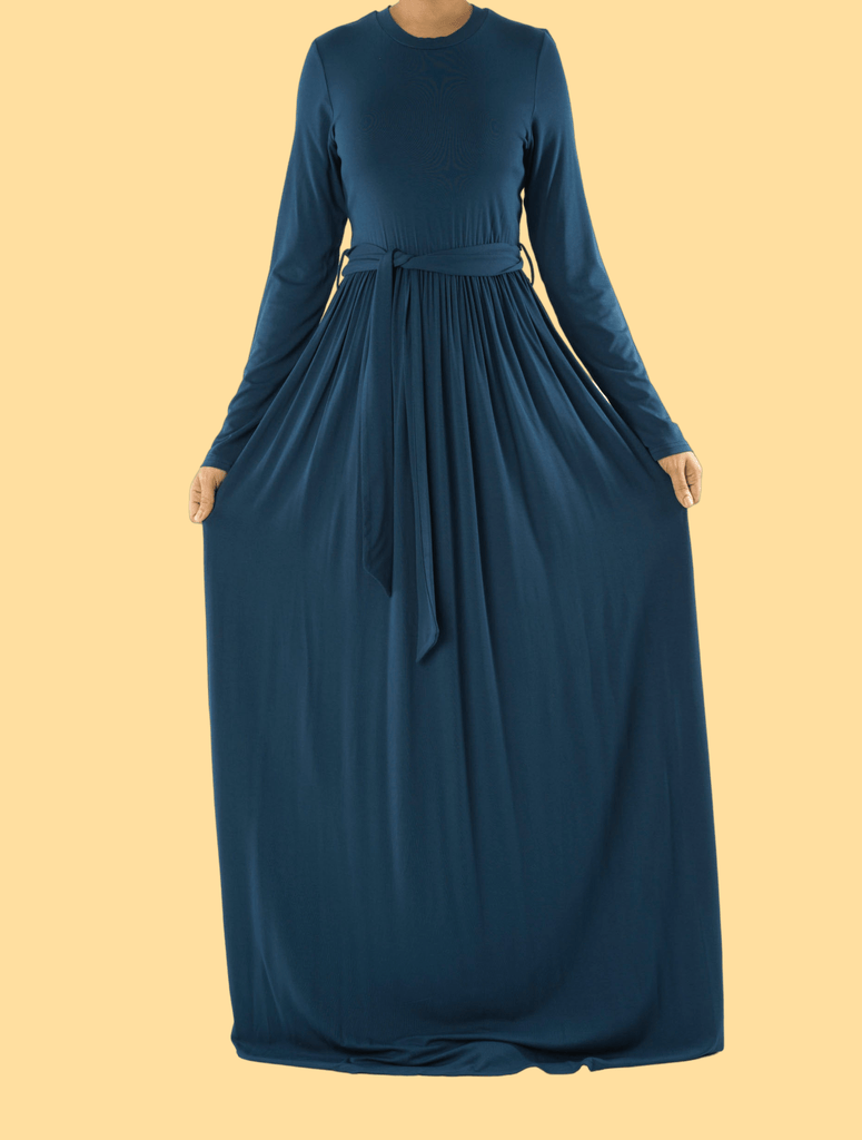 Teal Cotton Candy Jersey Maxi  Dress Kabayare
