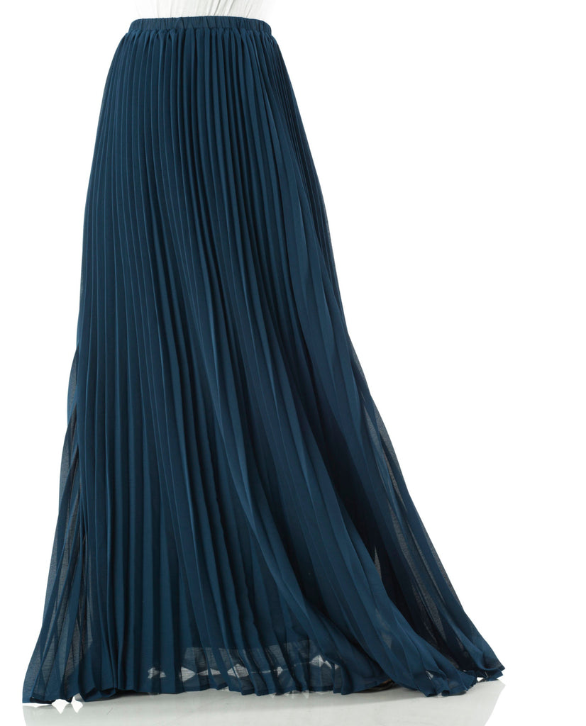 Teal pleated Maxi Skirt Kabayare