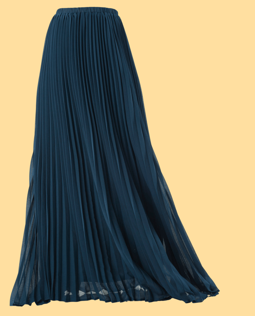 Teal pleated Maxi Skirt Kabayare