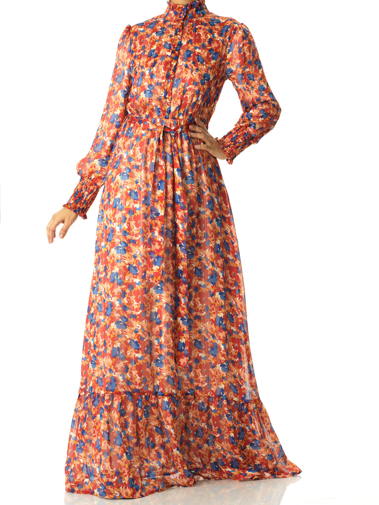 The Beautiful  blossom chiffon maxi dress Kabayare