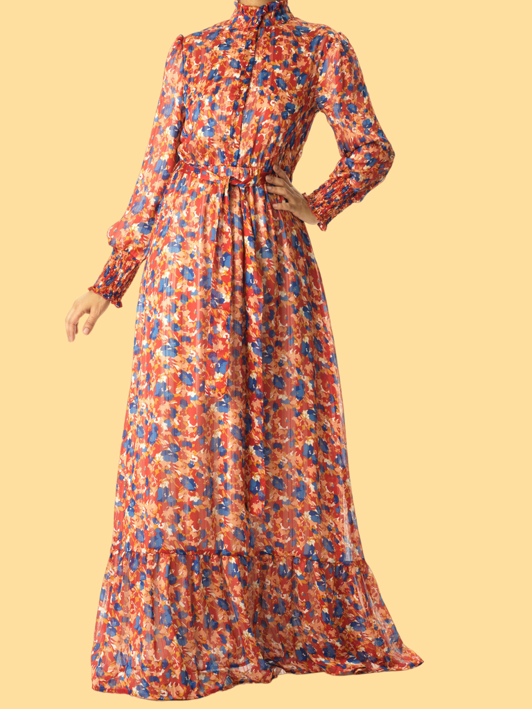 The Beautiful  blossom chiffon maxi dress Kabayare