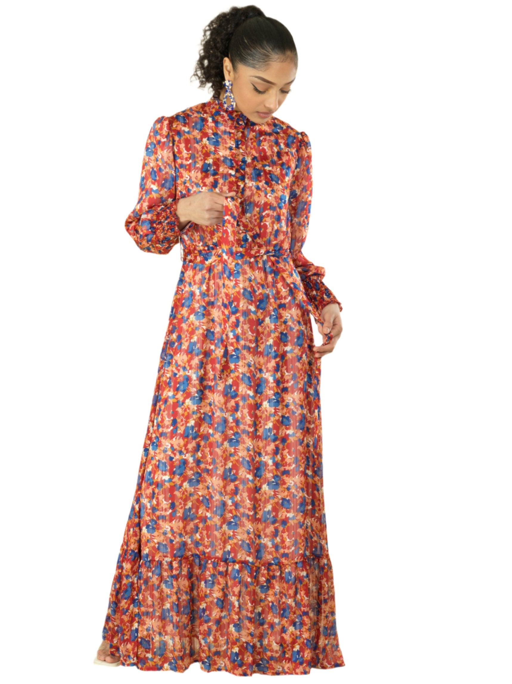 The Beautiful  blossom chiffon maxi dress Kabayare