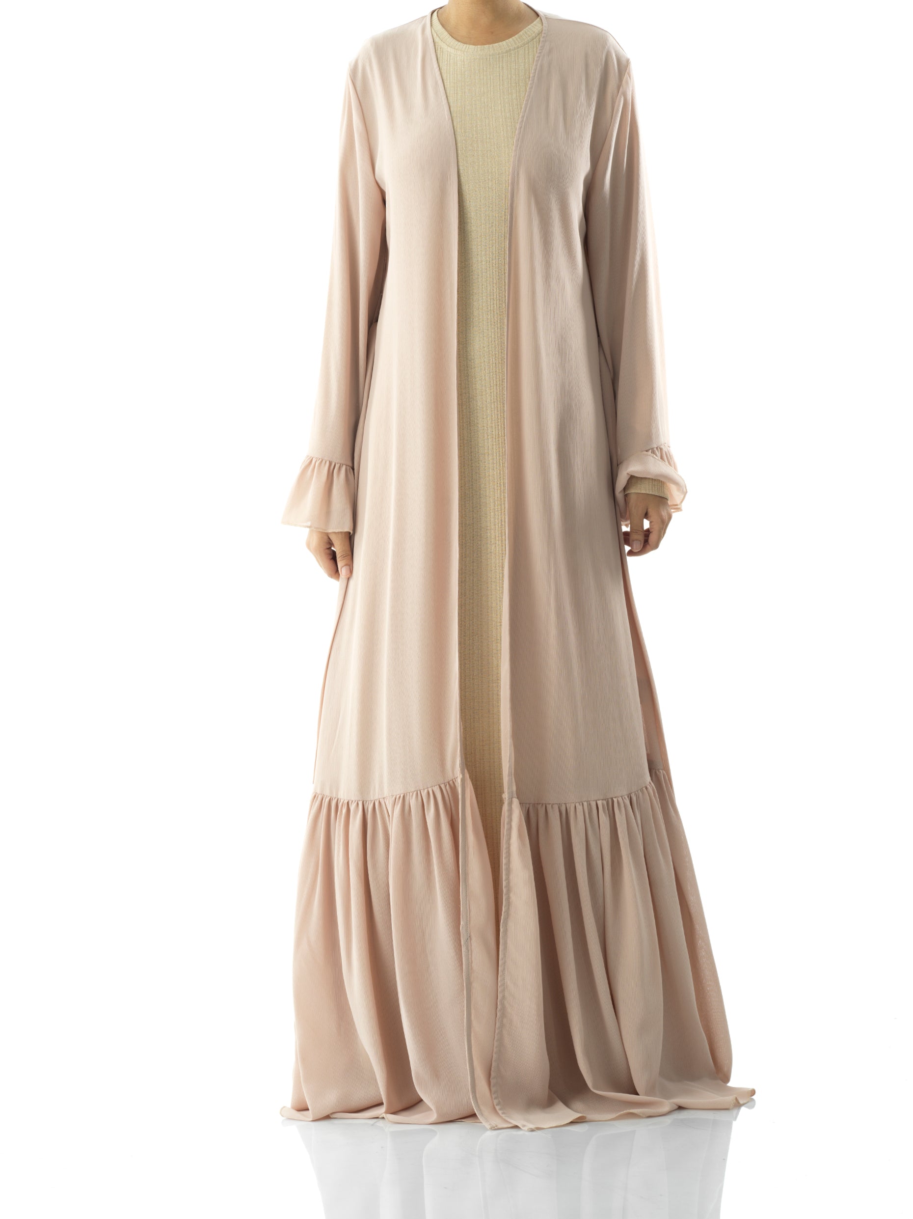 Tiered ruffle chiffon maxi cardigan Kabayare