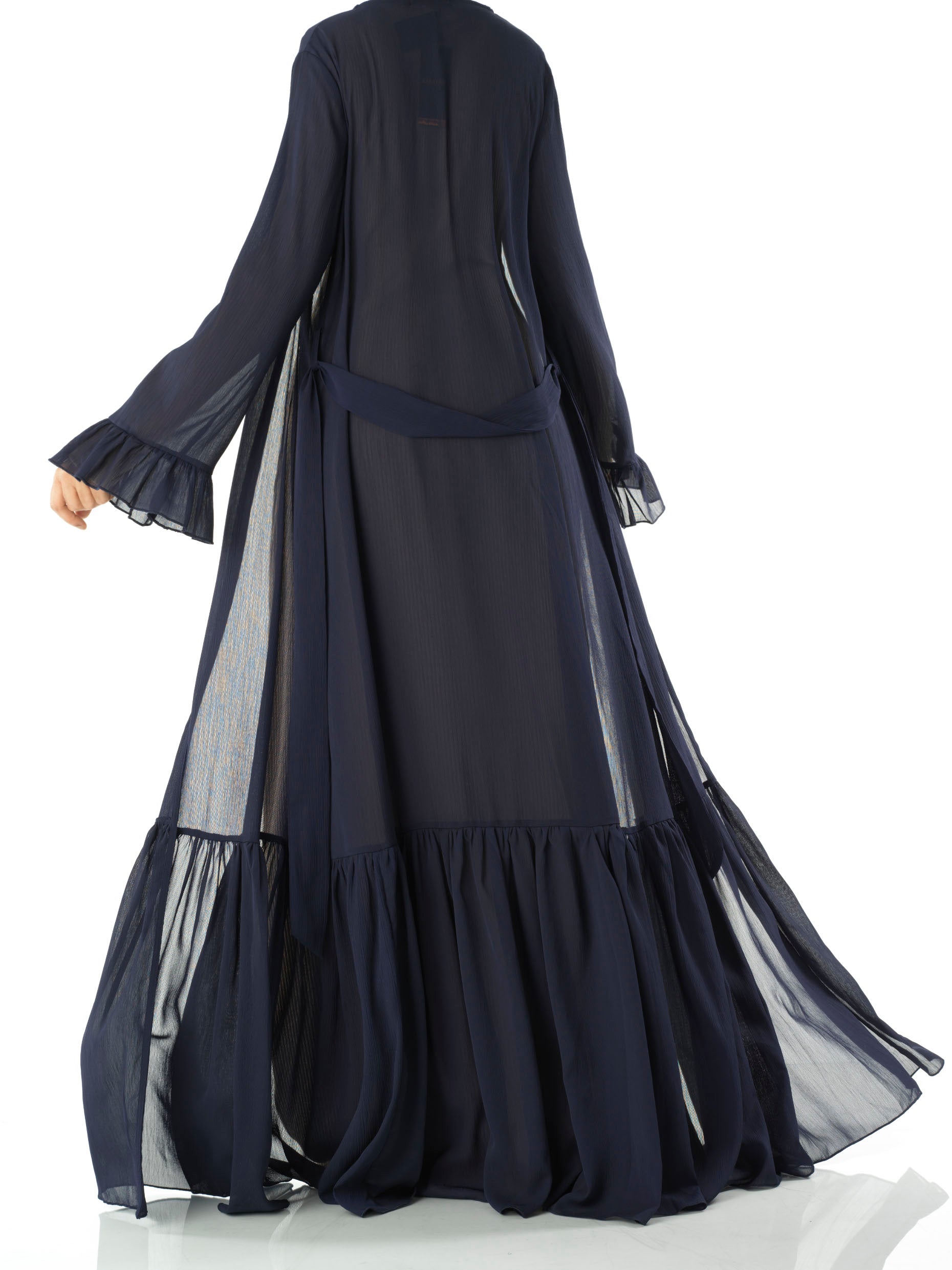 Tiered ruffle chiffon maxi cardigan Kabayare