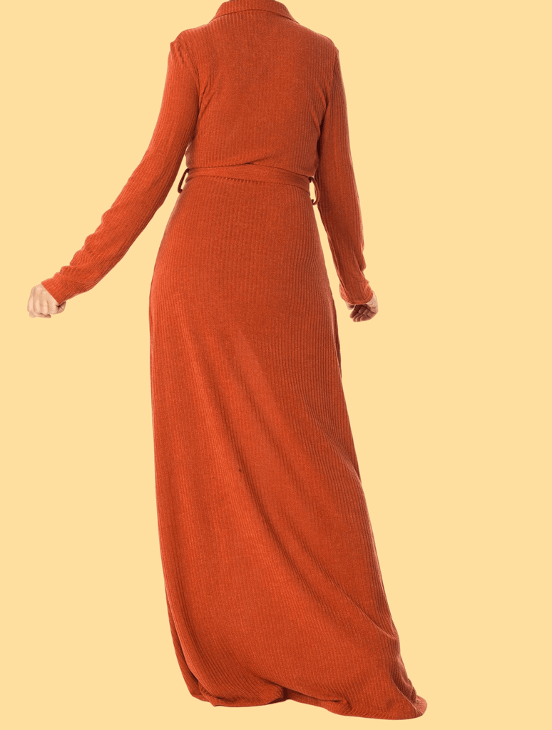 V-neck ribbed sweater dress Kabayare