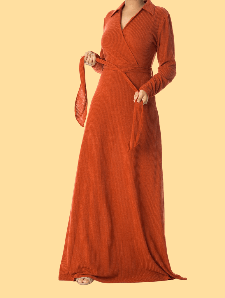 V-neck ribbed sweater dress Kabayare