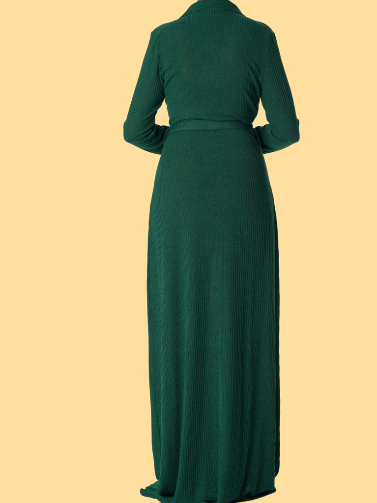 V-neck ribbed sweater dress Kabayare