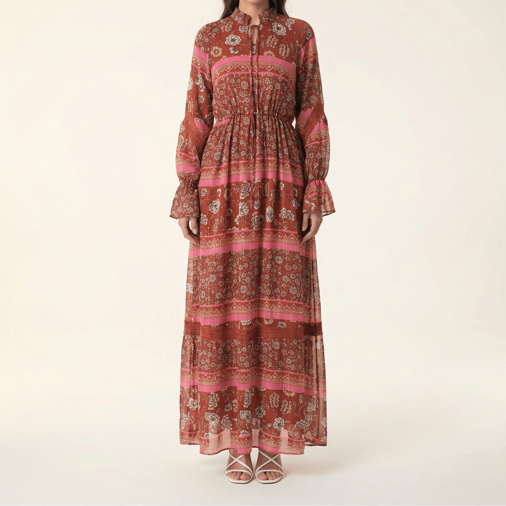 Valentina print long sleeve maxi dress Kabayare