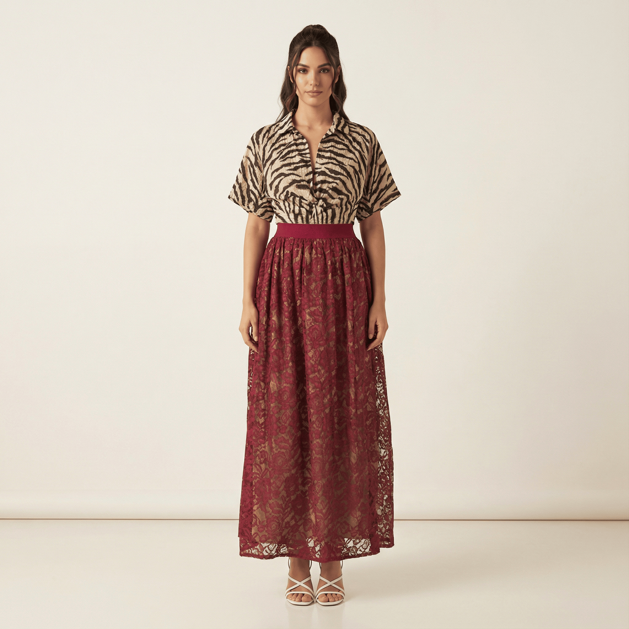 voluminous Floral lace maxi skirt Kabayare